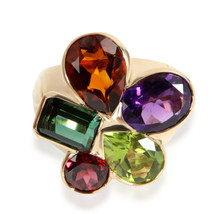 Christian Dior Multi Colored Gemstone Cocktail Ring In 18K Yellow Gold W One - £2,866.04 GBP