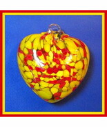 Hanging Glass Heart 4&quot; Red &amp; Yellow Speckles (1) #102 - €13,15 EUR