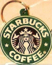 Starbucks Coffee Keychain Mermaid Logo Original Green Rubber Double Side NEW - £6.21 GBP