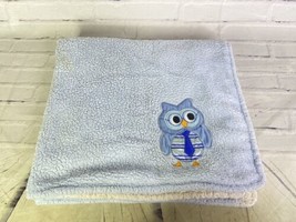 Baby Gear Baby Blanket Blue White Owl Tie Bird Stripe Sherpa Security Lovey - £13.92 GBP