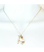 Unicorn Necklace Enamel Pendant Gold Chain White Pink Colorful Cute Love... - €7,86 EUR