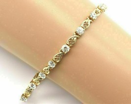 14Ct Round Cut Real Moissanite Women&#39;s Tennis Bracelet 14K Yellow Gold Plated  - £253.18 GBP