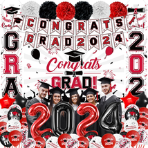 Red Black White Graduation Party Decorations 2024,Class of 2024 Graduation Party - £33.48 GBP