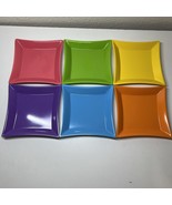 Precidio MCM Style Melamine Set of 6 Diamond Square 5&quot; Jewel Tropical Tones - $27.43 CAD