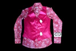 Youth Young Female Fuchsia Vest Floral Design Long Sleeve Horse Show App... - $247.50