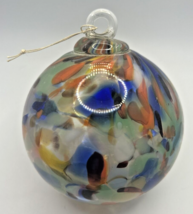 Vintage Art Glass Swirl Green Blue Yellow Orange Ornament U258/14 - £39.32 GBP