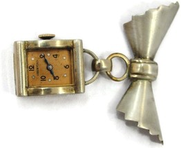 Vintage Crawford Bow Brooch Watch 1/20 12K on Sterling Silver Not Working - £116.65 GBP