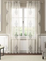 GM Damask Embroidered 52 Inches Wide Sheer Curtains - PACK OF 2 - Multiple Sizes - £18.78 GBP+