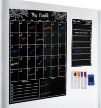 Magnetic Calendar for Fridge| 12” X 17” Monthly and 5” X 10” Weekly Reusable Pla - £26.98 GBP