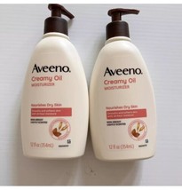 2X Aveeno Creamy Moisturizing Oil Soften &amp; Smoothen Skin Oatmeal Soothing 12 oz - £21.81 GBP