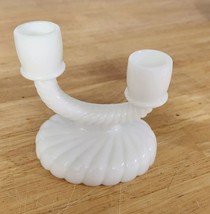 Vintage Imperial Milk Glass Double Tapered Candle Stick Holder Swirl Pat... - $12.59