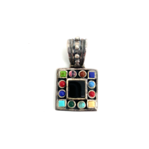 Vintage Sterling Silver 925 Signed se Thailand Multi-Stone Beaded Square... - $39.60
