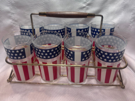 Continental Can Co. Patriotic American Flag Set Of 8 High Ball Tumblers ... - $59.35