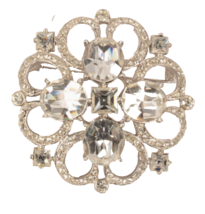 Vintage Joseph Wiesner Signed Crystal Rhinestone Brooch Pin 2 Inches Dia... - £21.19 GBP