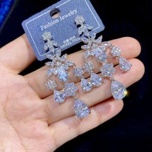 Exaggerated Water Drop Pendant Earrings Fashion Cubic Zircon Crystal CZ ... - £34.07 GBP