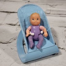Vintage Fisher-Price Loving Family Dollhouse Baby Figure In Bouncer Bouncy Chair - $11.88