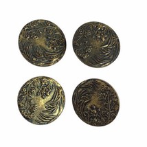 Set of 4 Antique French Metal Buttons Solitaire A. P. &amp; Cie Paris Floral... - $46.54