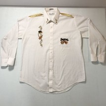 OOAK Chaplin Vintage Embroidered Appliqué Country Music White Shirt L -3... - £17.76 GBP