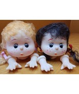 Lot of 2 Vintage Vinyl Face Doll Parts Head Hands Craft Fabric Knit Craf... - $38.99 CAD