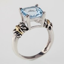 Lite Blue Spinel Two Tone Sterling Silver Ring Size 7.75 - £38.15 GBP