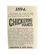 Chickering Pianos 1894 Advertisement Victorian Musical Instrument 1 ADBN1ss - $28.04 CAD