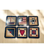 Vintage Pimpernel square Coasters Set of 6 quilting square mosaic 4&quot; - $21.73