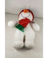 Snowman Plush 14&quot; Green Winter Hat Red Scarf Exclusive Design From AGC Inc  - $19.46