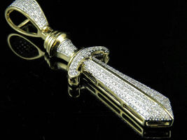 2.5Ct Round Cut Diamond 14k Yellow Gold Finish Templar Sword Charm Pendant - £85.34 GBP