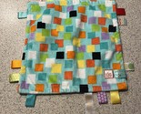 Taggies Aqua Lovey Squares Security Baby Blanket Teether Tags Bright Starts - $18.04