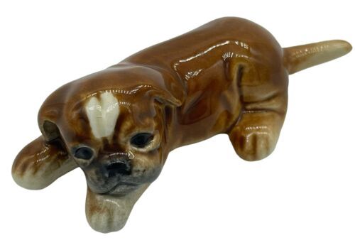 Vintage Goebel Hummel Boxer Dog Puppy Figurine Porcelain West Germany 3.5" - $14.00