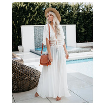  White Lace Swim Dress   Beach Robe Bikini Cover Up Resort Swimwear Swim... - $43.00