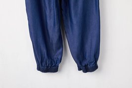 Dark Blue Denim CROP PANTS Drawstring Elastic Waisted Crop HAREM PANTS Trousers image 4