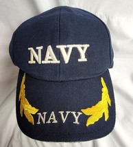 Hat US Navy Blue Cap Strapback Gold Scrambled Eggs Veteran Military - £11.68 GBP