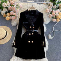 Double Breasted Long Sleeve Velvet Suit Jacket - $1,921.73 MXN