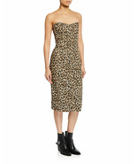 Veronica Beard Liza Dress in Leopard Strapless Cotton Denim $395, Sz 0, ... - $194.29 CAD