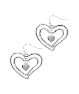Triple Heart Dangle Earrings Sterling Silver - £9.62 GBP