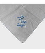 Vintage 31&quot; Square Tablecloth Tea Table Blue Wild Flowers Embroidered 4 ... - $26.17
