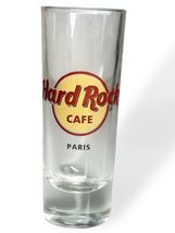 Hard Rock Cafe Paris Collector Shot Glass 4" Tall Clear Glass With Logo - $9.87