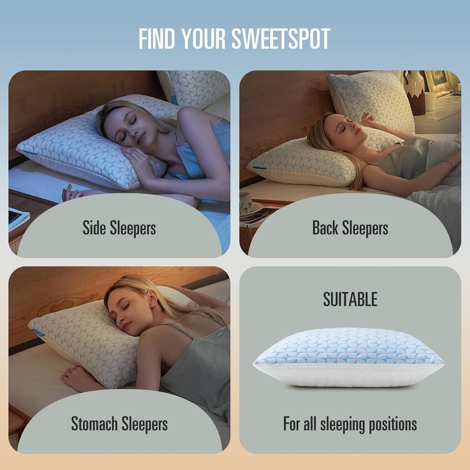 Queen Size Cooling Bed Pillow - Soft Support for Side, Back, and Stomach Sleeper Item image 8