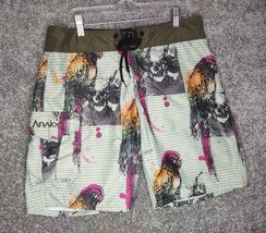 Analog Board Shorts Mens 30 Multicolor Pink Skulls Parrot Motif Swim Sur... - £14.07 GBP