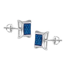 10K White Gold Over 0.07Ct Diamond Micro Pave Stud Earrings - £41.08 GBP