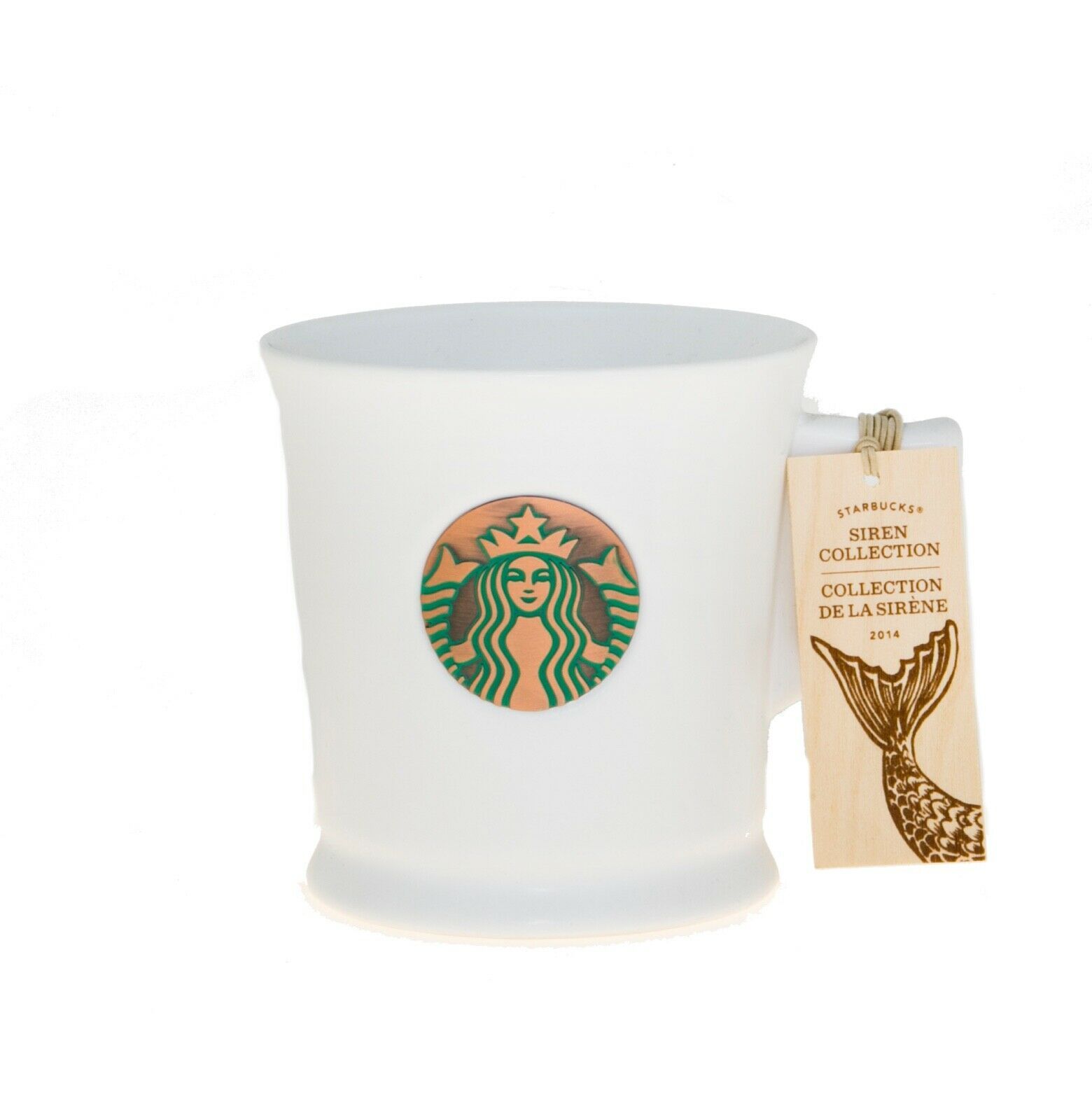 Starbucks Anniversary Heritage White Bronze Siren Ceramic Handle Mug 12oz 2014