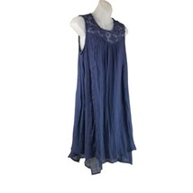 Jean Paul Richards  Tunic Handkerchief Dress with Lace Trim Womens M Nav... - £11.88 GBP