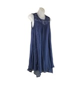 Jean Paul Richards  Tunic Handkerchief Dress with Lace Trim Womens M Nav... - £12.03 GBP