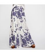 Free People Sunday Stroll Palazzo Pants Blue Floral Boho Wide Leg Size 0 - $14.99