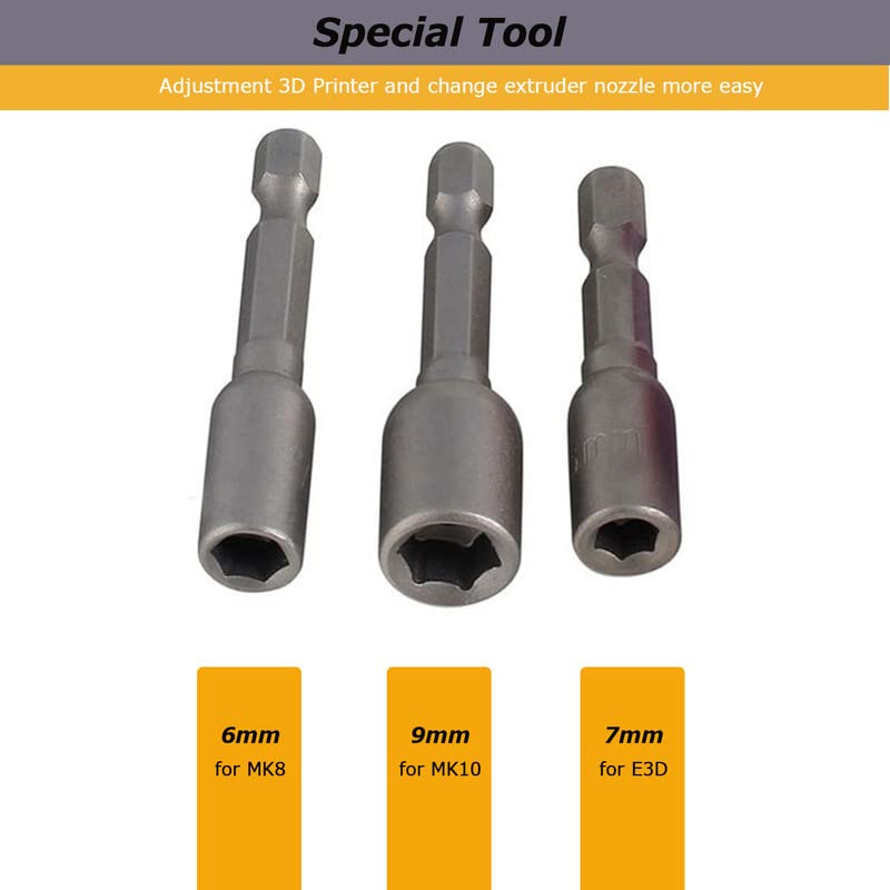 3D Printer Nozzle Change Tool for MK8 MK10 UM2 E3D, 7-In-1 Tool Kit with Copper  Item image 3