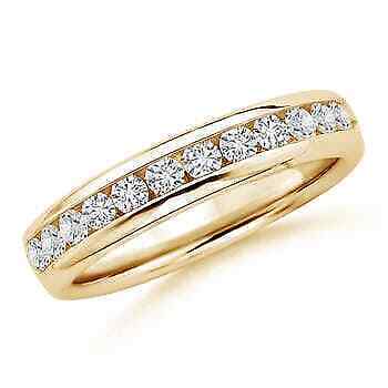 ANGARA Round Natural Diamond Wedding Band in 14K Gold (Grade-HSI2, 0.42 Ctw) - £780.10 GBP