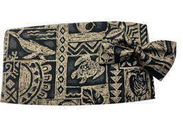 Vintage Black Hawaiian Motif Cummerbund And Bow Tie Set - $94.05