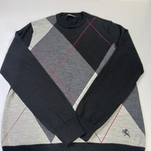 Express Design Studio Men's Pullover Sweater Black/Gray Crew Neck Merino Wool L image 13