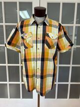 Mens Akoo Trust 80 Short Sleeve  Size 3XLT Yellow Orange Blue Plaid Shou... - $18.99